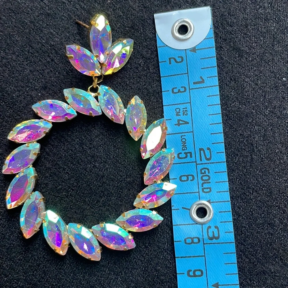 Gold Multicolour open circle earrings - Picture 11 of 12